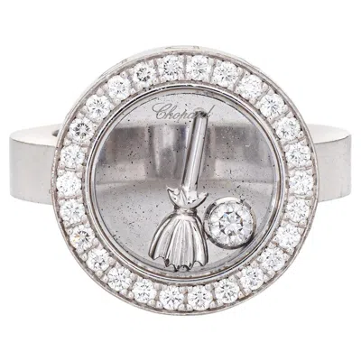 Pre-owned Chopard Happy Spirit Ring Floating Diamond Estate 18k White Gold Sz 6 Jewelry