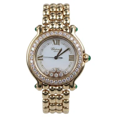 Pre-owned Chopard Happy Sport 18k Yellow Gold Diamond Emerald Watch