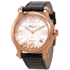 CHOPARD CHOPARD HAPPY SPORT 18KT ROSE GOLD SILVER GUILLOCHE DIAL LADIES WATCH 274808-5001