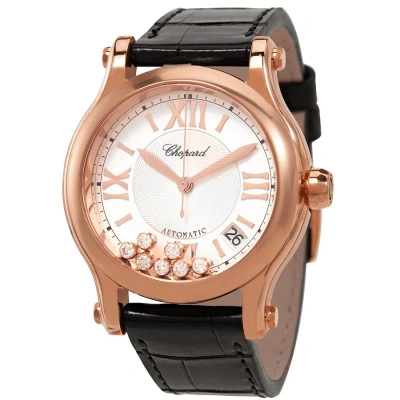 Chopard Happy Sport 18kt Rose Gold Silver Guilloche Dial Ladies Watch 274808-5001 In Brown
