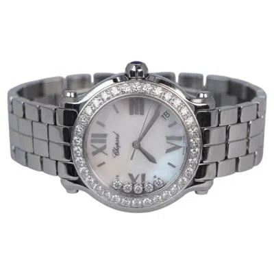 Pre-owned Chopard Happy Sport 2 Carat Diamond Mother Of Pearl Stainless Steel Watch In Multiple