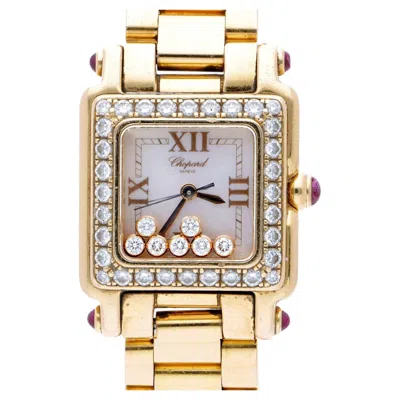 Pre-owned Chopard Happy Sport 27/6851-21/11 Diamond And Ruby 18k Rose Gold Full Set Watch In Red