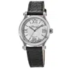 Chopard Happy Sport 30mm Floating Diamonds Automatic Leather Strap Women's Watch 278573-3011 In Silver