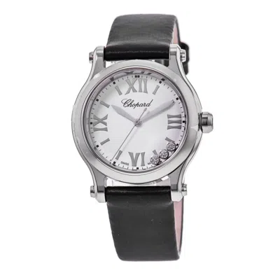 Chopard Happy Sport 30mm White Floating Diamond Dial Satin Strap Women's Watch 278590-3001s In Gray