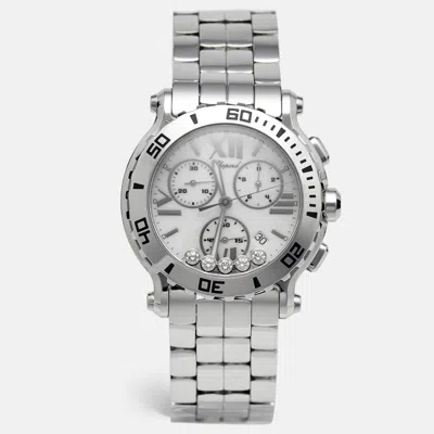 Pre-owned Chopard Happy Sport 8499 White Dial Diamond Stainless Steel Men's Wristwatch 42 Mm