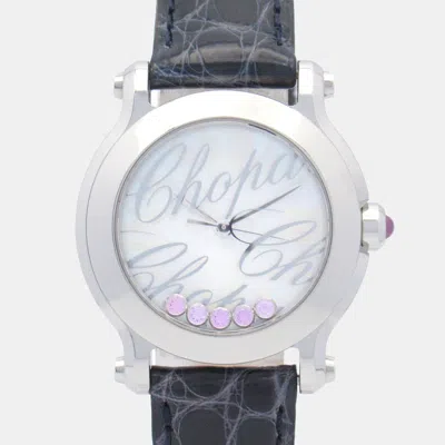 Pre-owned Chopard Happy Sport 8509 Quartz White Stainless Steel Women's Wristwatch 30 Mm