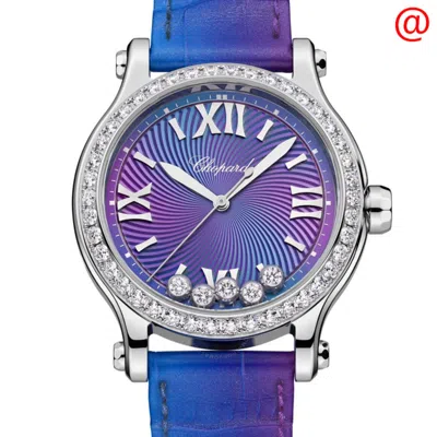 Chopard Happy Sport Automatic Chronometer Diamond Purple Dial Ladies Watch 278608 3006 In Blue