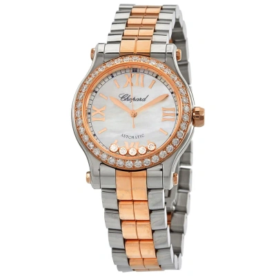 Chopard Happy Sport Automatic Diamond Mother Of Pear Dial Ladies Watch 278573-6021 In Gold