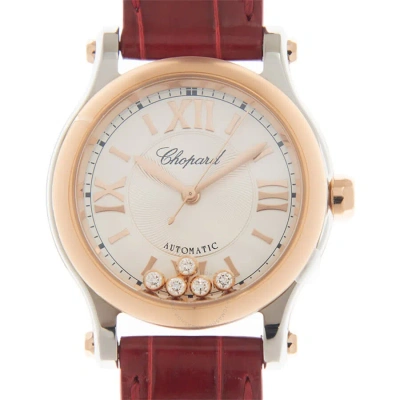 Chopard Happy Sport Automatic Silver Dial Ladies Watch 278573 6013-rd Strap In Red   / Gold / Gold Tone / Rose / Rose Gold / Rose Gold Tone / Silver