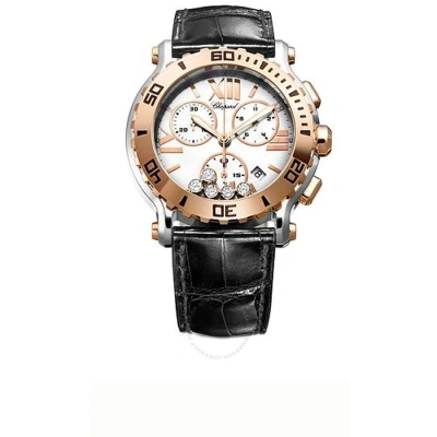 Chopard Happy Sport Chrono Rose Gold Ladies Watch 288499-6001 In Black
