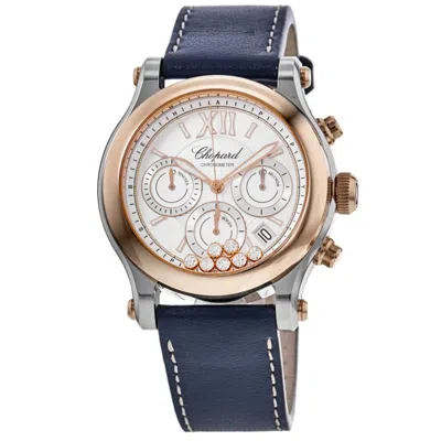 Chopard Happy Sport Chronograph Automatic Rose Gold Diamond Dial Leather Strap Women's Watch 278615-6001