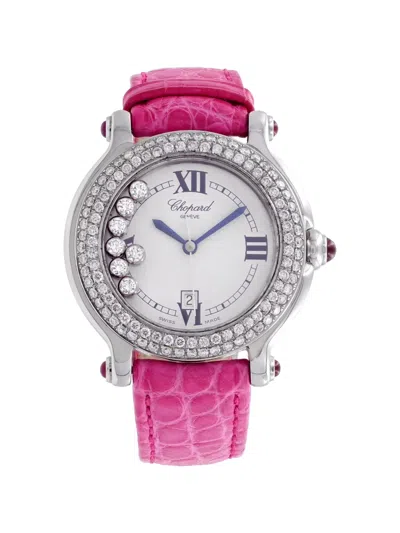 Pre-owned Chopard Happy Sport Diamond 26mm Watch In White