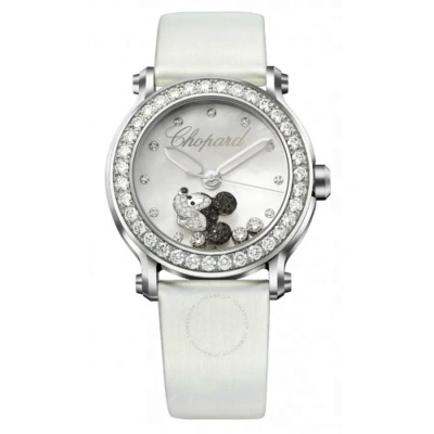 Chopard Happy Sport Diamond Mickey Mouse Silver Dial White Satin Ladies Watch 288524-3005 In Neutral