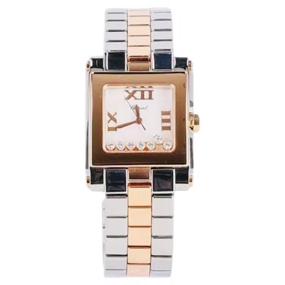 Pre-owned Chopard Happy Sport Diamond, Steel & 18k Rose Gold Watch In Red
