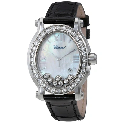 Chopard Happy Sport Diamonds Mother Of Pearl Dial Ladies Watch 278546-3002 In Black