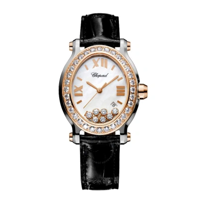 Chopard Happy Sport Floating Diamonds 18 Kt Rose Gold Bezel Ladies Watch 27/8546-6002 In Multi