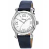 Chopard Happy Sport Medium 36mm Floating Diamond Blue Satin Strap Women's Watch 278582-3001s-bl In White