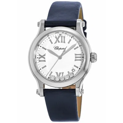 Chopard Happy Sport Medium 36mm Floating Diamond Blue Satin Strap Women's Watch 278582-3001s-bl