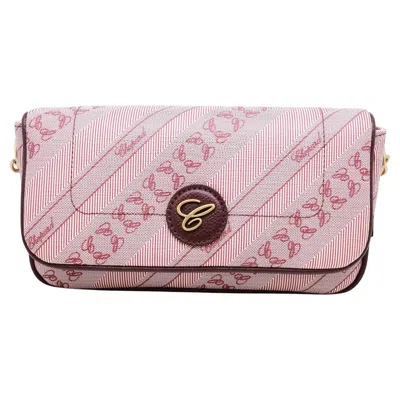 Pre-owned Chopard Happy Sport Mini Bordeaux Canvas Crossbody Bag 95000-1125 In Sand