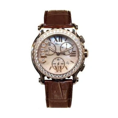 Chopard Happy Sport Mother Of Pearl Dial Chronograph Diamond Ladies Watch 283583-5003 In Brown