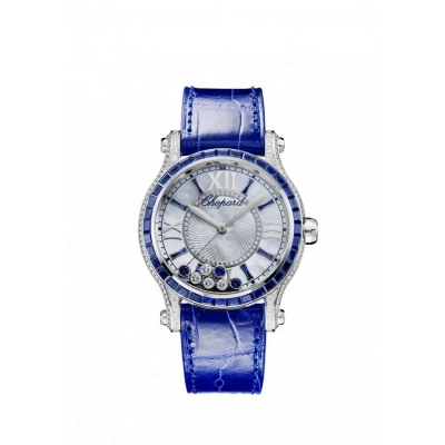 Chopard Happy Sport Mother Of Pearl Dial With Diamonds And Sapphires Ladies Watch 274891-1003 In Blue