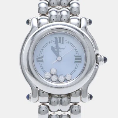 Pre-owned Chopard Happy Sport Moving Diamond 27/8250-23 Quartz Stainless Steel Women's Wristwatch 27 Mm In Blue