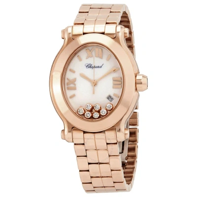 Chopard Happy Sport Oval Floating Diamond 18 Kt Rose Gold Ladies Watch 275350-5002 In Gold / Rose / White