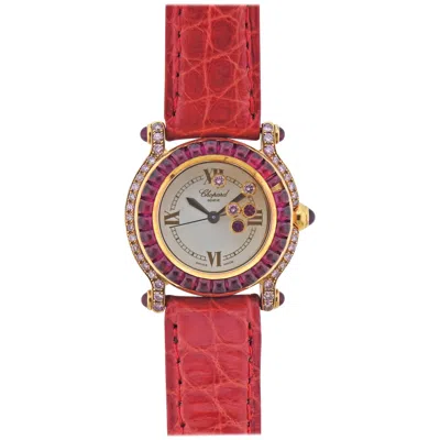 Pre-owned Chopard Happy Sport Pink Diamond Ruby Gold Watch