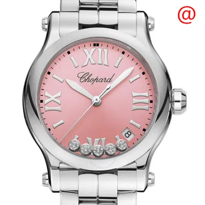 Chopard Happy Sport Quartz Pink Dial Ladies Watch 278582-3009 In White