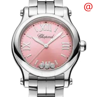 Chopard Happy Sport Quartz Pink Dial Ladies Watch 278590-3012 In Pink/silver Tone