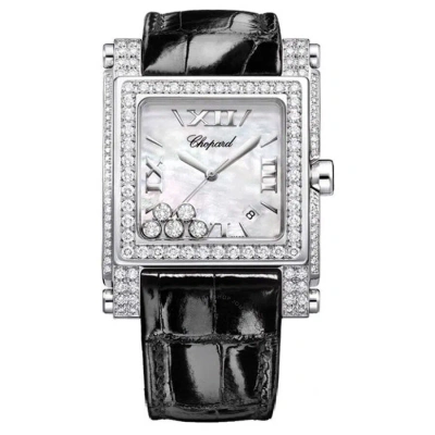 Chopard Happy Sport Square Ii Mother Of Pearl Diamond Ladies Watch 283571-1001 In Black