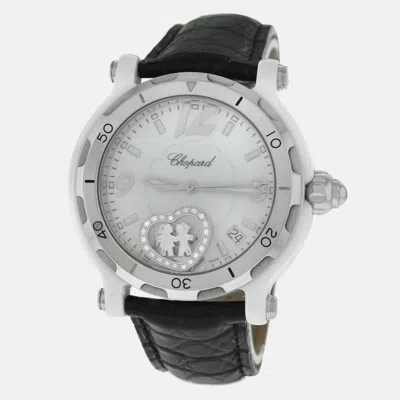 Pre-owned Chopard Happy Sport Valentines 8507 Quartz White Stainless Steel Men's Wristwatch 38mm