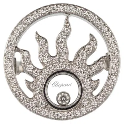 Pre-owned Chopard Happy Sun Collection Diamond Pav� Cocktail Ring In 18k White Gold