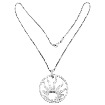 Pre-owned Chopard Happy Sun Diamond Large White Gold Pendant Necklace