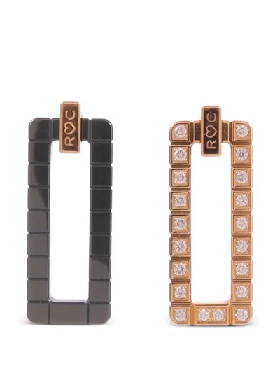 Pre-owned Chopard Ice Cube Diamond And Ceramic Earrings In Gold