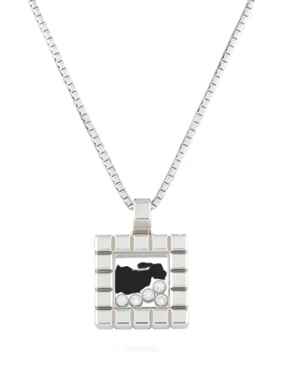 Pre-owned Chopard Ice Cube Diamond Necklace In Silver