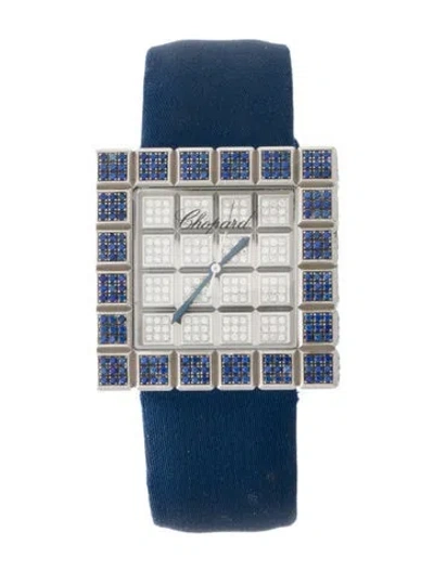 Pre-owned Chopard Ice Cube Full Pave Sapphires And Diamonds Watch In Multi