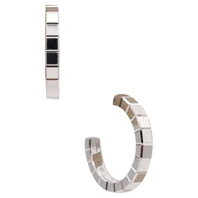 Pre-owned Chopard Ice Cube Hoop Studs Earrings In Solid 18kt White Gold With Box & Tags