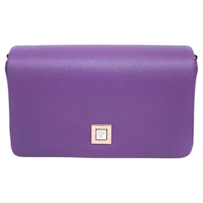 Pre-owned Chopard Ice Cube Purple Grained Leather Shoulder Bag 95000-1174