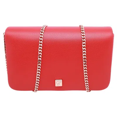 Pre-owned Chopard Ice Cube, Red Grained Leather Mini Chain Crossbody Bag 95000-1105