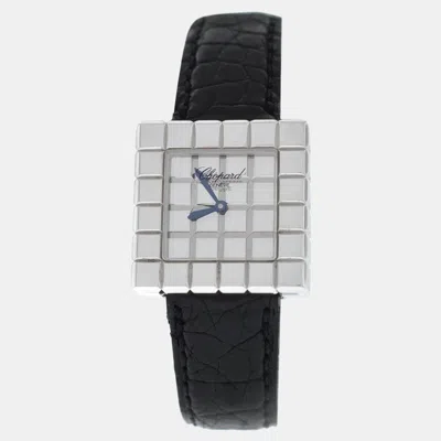Pre-owned Chopard Ice Cube127407 Quartz 18k White Gold Women's Wristwatch 22 Mm In Silver