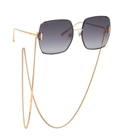 Pre-owned Chopard Ikchg30 0301 Oro Rose' Luc.c/parti Nero Luc 63/19/135 Woman Sunglasses In Gold