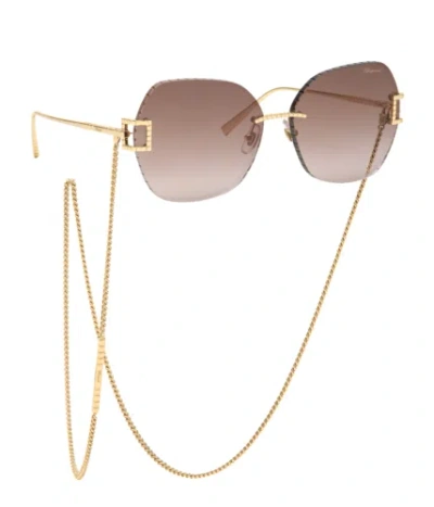 Pre-owned Chopard Ikchg31 300g Oro Rose' Lucido 64/19/135 Woman Sunglasses In Gold