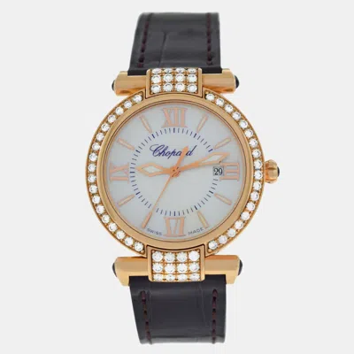 Pre-owned Chopard Imperiale 384238-5003 Quartz Mop 18k Rose Gold Women's Wristwatch 28 Mm In White
