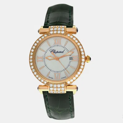 Pre-owned Chopard Imperiale 384238-5003 Quartz Mop Diamond 18k Rose Gold Women's Wristwatch 28 Mm In White