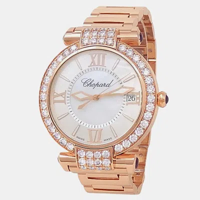 Pre-owned Chopard Imperiale 384241-5004 Automatic Silver 18k Rose Gold Mother Of Pearl Women's Wristwatch 40 Mm