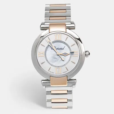 Pre-owned Chopard Imperiale 388532-6002 Silver Dial Mother Of Pearl 18k Rose Gold Stainless Steel Women's Wristwatch 3