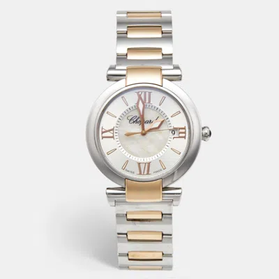 Pre-owned Chopard Imperiale 388532-6002 Silver Dial Mother Of Pearl 18k Rose Gold And Stainless Steel Women's Wristwat In White
