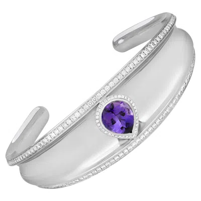 Pre-owned Chopard Imperiale Amethyst And Diamonds Cuff Bracelet 18k White Gold 2.38cttw