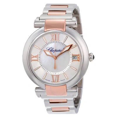 Chopard Imperiale Silver Mother Of Pearl Dial Stainless Steel And Rose Gold Men's Watch 388531-6007 In Gray